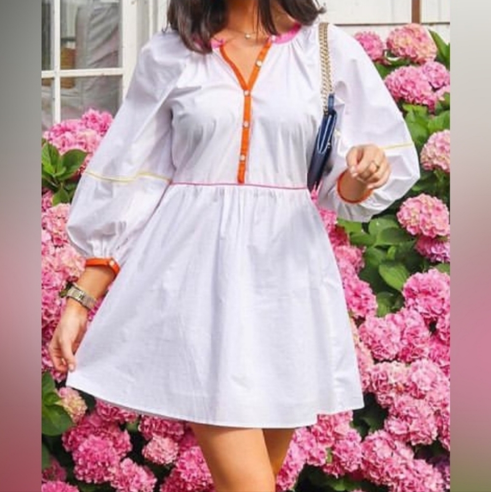 STAUD Demi Puff Sleeve Mini Dress in White